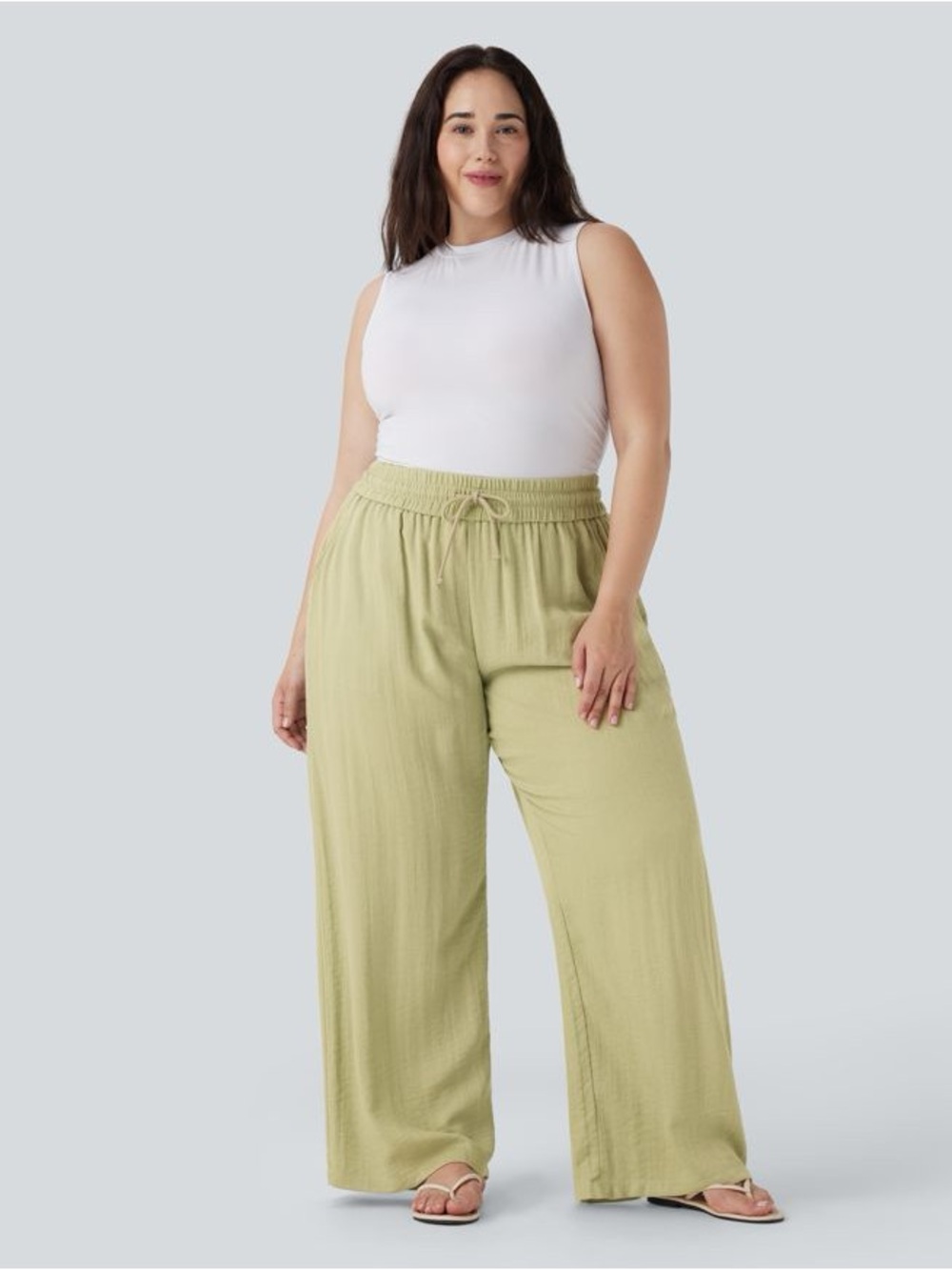 Halara High-Waisted Linen-feel Wide Leg Pants NWT